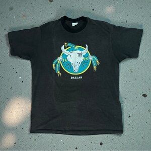 80s Vintage Southwestern Feathered Texas Steer Skull Single Stitch USA Shirt XL